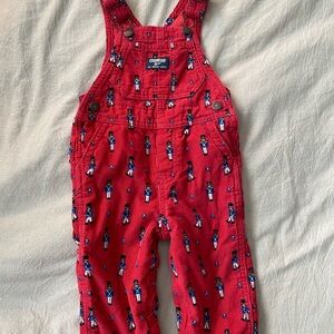 OshKosh B'gosh Red Overalls with Toy Soldier Print